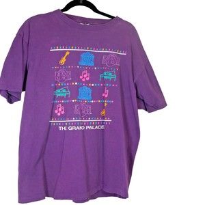 Vintage Single Stitch T-Shirt Grand Palace Preshrunk Cotton Purple Large Men's